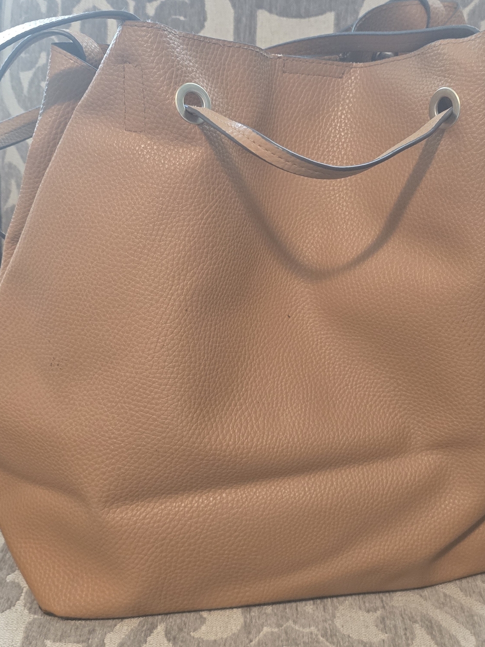 Target Pebbled Leather Tote in Cognac Brown
